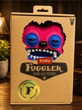 ZURU Gold Fuggler Pink Funny Ugly Monster Plush Blue Teeth Collectible Rare NIB